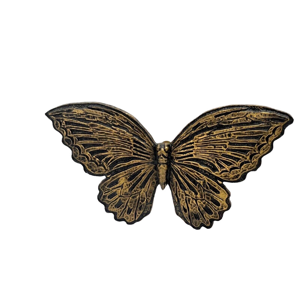 Syroco Butterfly USA Made Plastic Decor Painted Black Over Gold Retro Kitsch